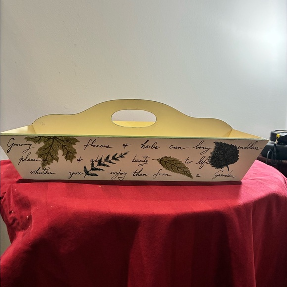 VTG Home Interiors Botanical Autumn Leaf Wooden Caddy Tray - EUC - Picture 6 of 10